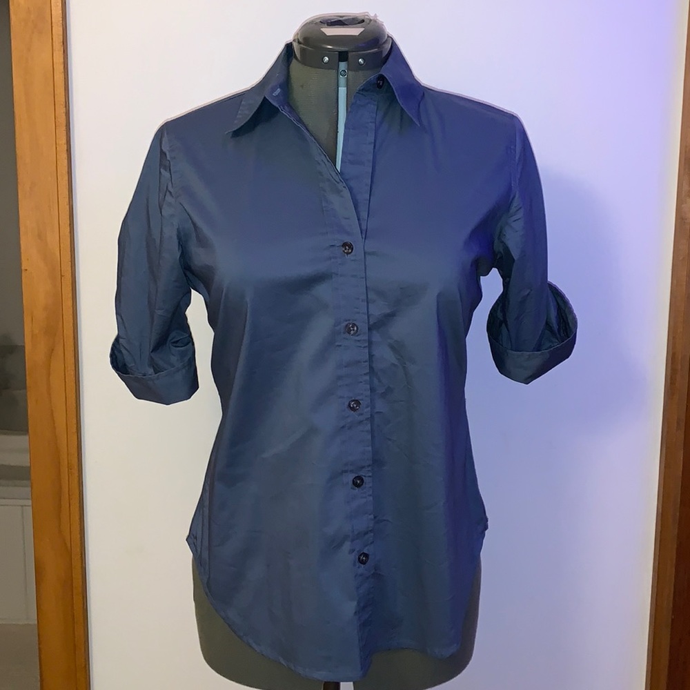 Ann Taylor Blue Short Sleeve Blouse